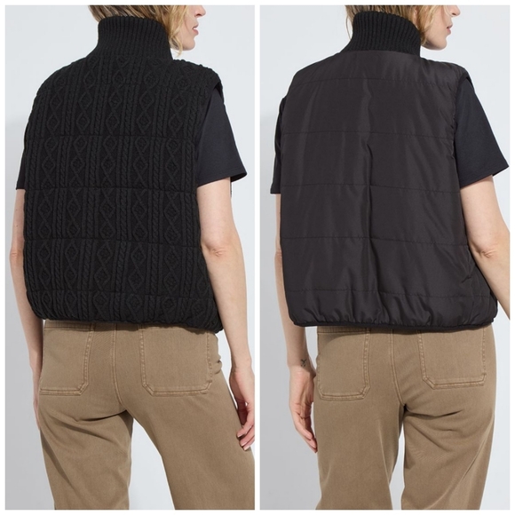 Lyssé Prudence Reversible Puffer Sweater Vest Black Quilted Size Large MSRP $158 - Picture 9 of 9